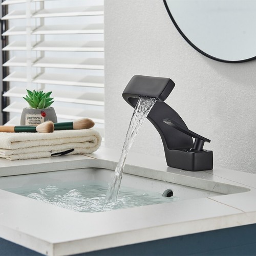 Curved Single Handle/Hole Bathroom Sink Faucet Waterfall Vanity Basin Mixer Tap - 第 10/12 張圖片