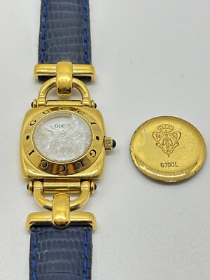 [Read] Gucci 6300L Horse Gold bit 21mm Women's Black Used Working From Japan