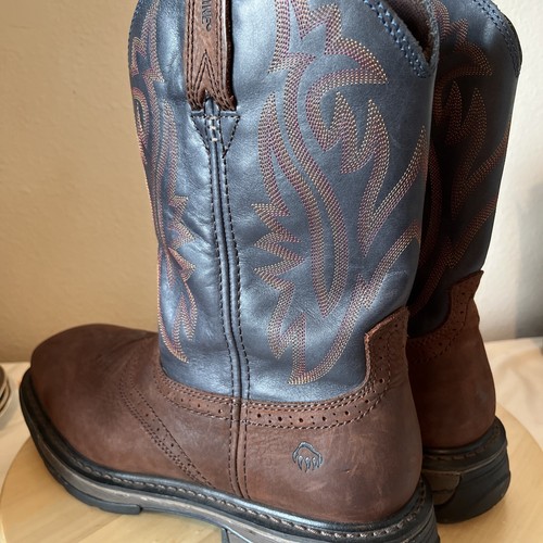 Bota de trabajo Wolverine Rancher para hombre punta de acero marrón/azul/como nueva - Imagen 9 de 15