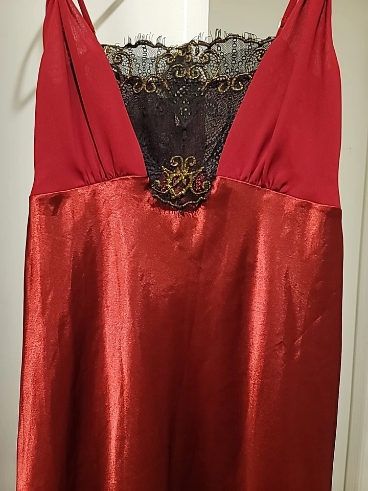 Flora Nikrooz Lencería Chemise L XL Encaje Largo Sedoso Satén Vestido Camisón Lote 2 Foto 4 de 4