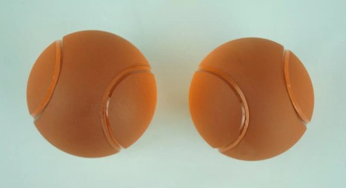 La Murrina Pair paperweights Murano glass sandblasted orange Tennis balls 1900 - Picture 16 of 24