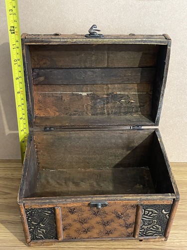 Vintage Wooden Chest Jewellery Box Pirate Theme Treasure Decorative Storage - Picture 7 of 14