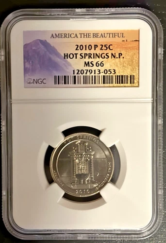 2010 P 25C Hot Springs N.P.  America the Beautiful NGC MS 66 Graded Coin
