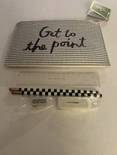 Kate Spade New York Seersucker Pencil Pouch Navy Stripes get to the point