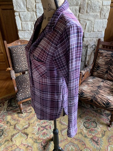 Anthropologie Harper lila Flanellbluse $ 44 hinten geschlitzt S M 36" - Bild 7 von 12