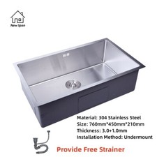 SUS304 Stainless Steel Kitchen Sink Handmade Under Mount Sink with Single Bowl