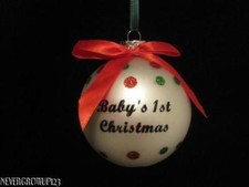 2017 BABY'S 1ST CHRISTMAS GIRL BOY ORNAMENT BLOWN GLASS ROUND BALL NWT