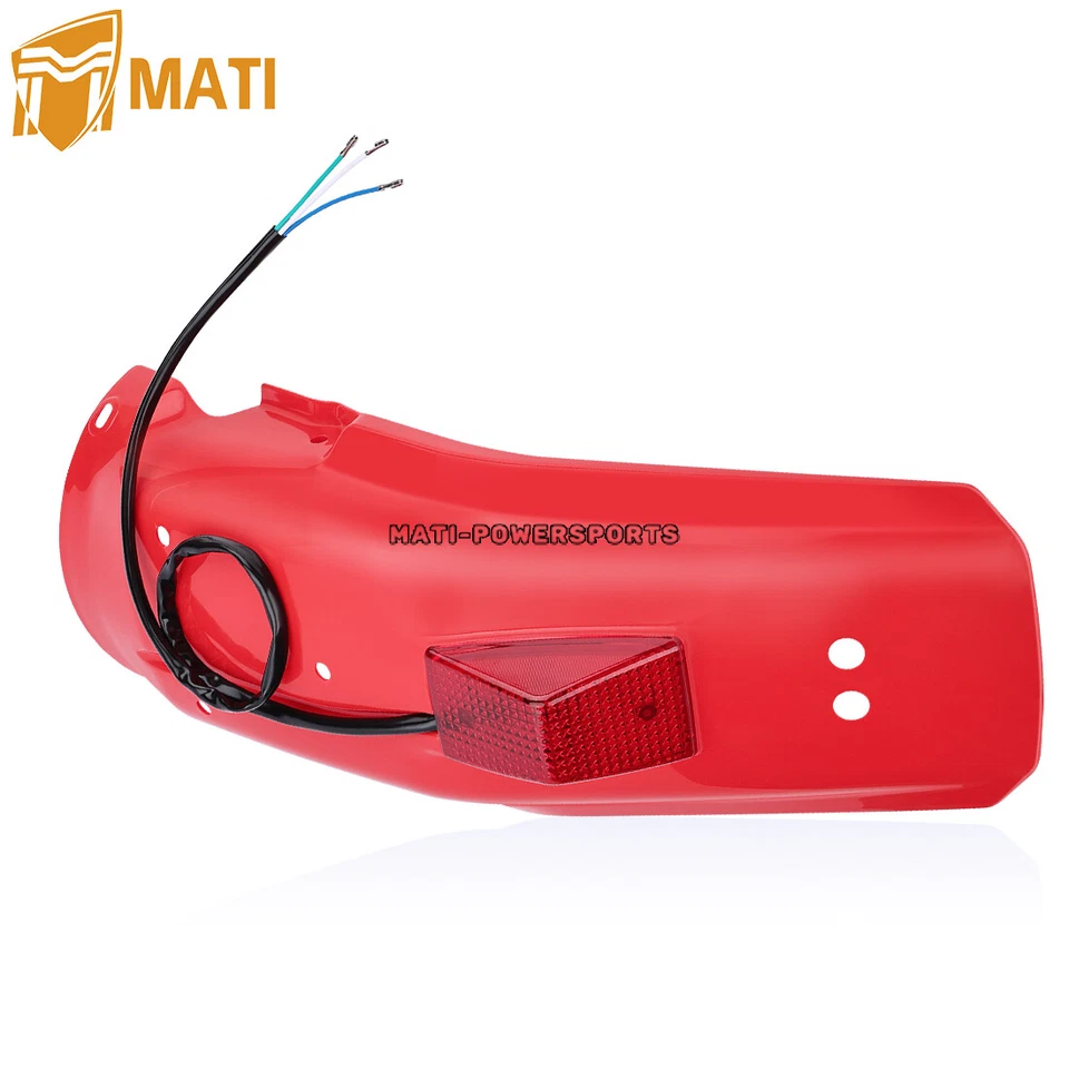 Red Fender w/Light For Honda XR250R 86-95 XR600R 85-00 XR650L 93-24 XR250L 91-96 - Изображение 3 из 4