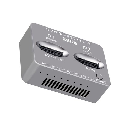 1pc Dual-Bay M.2 NVME SSD Clone Gen2X2 20Gbps External Hard Disk Box Case - Photo 2/12