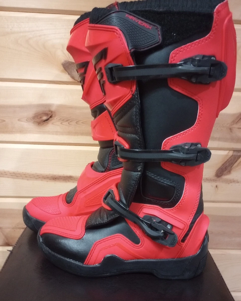 Red and black dirt bike boots store