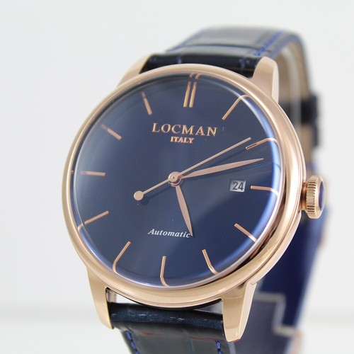 Locman Montre Hommes Automatique Collection La Doce Vita 1960 Bleu Étui PVD Rose - Photo 2 sur 8