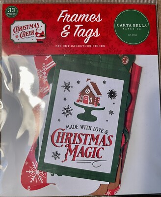 Carta Bella Paper CHRISTMAS CHEER Frames & Tags Ephemera Pieces~NICE~Quick Ship!