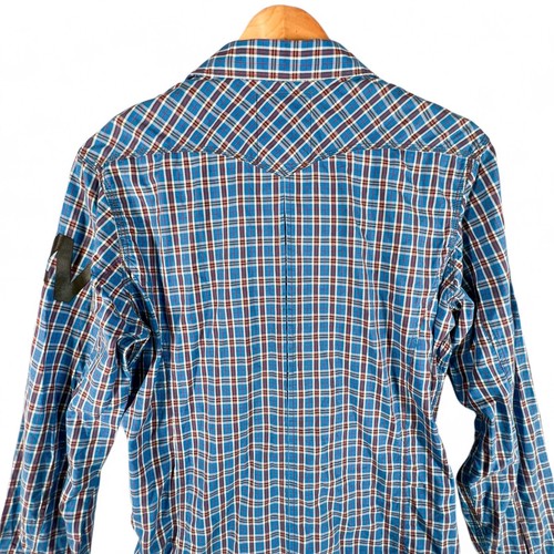 G-Star Mens Shirt CottonBlue Size M Medium Long Sleeve Pearl Snap Button Collar - Picture 2 of 17