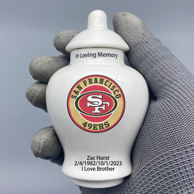 Ceramic Football Urn   San Francisco 49ers Theme, Custom Text