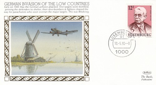 WWII German Invasion of Low Countries Luxembourg Benham Cover 1990 (133710) - 第 1/1 張圖片