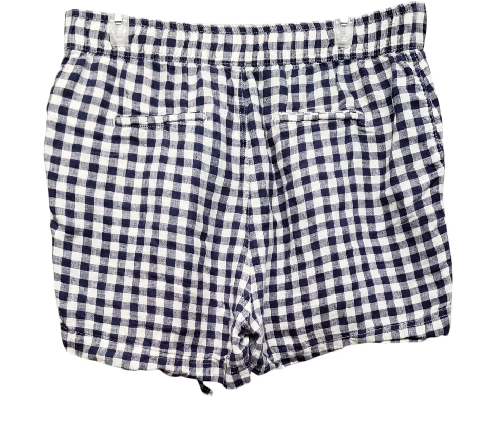 Pantalones Cortos Jones New York Para Mujer Grandes 100% Lino Cuadros Guinga Azul Alto 34x3.5 Foto 3 de 4