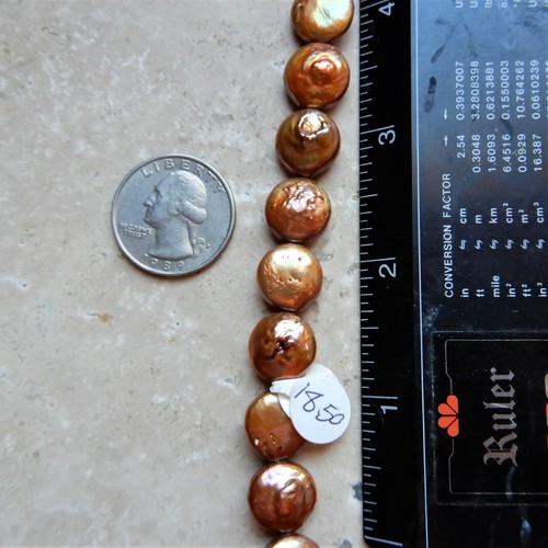 13-14mm Copper Brown genuine freshwater pearl Coin Beads, 28 beads - Bild 2 von 3