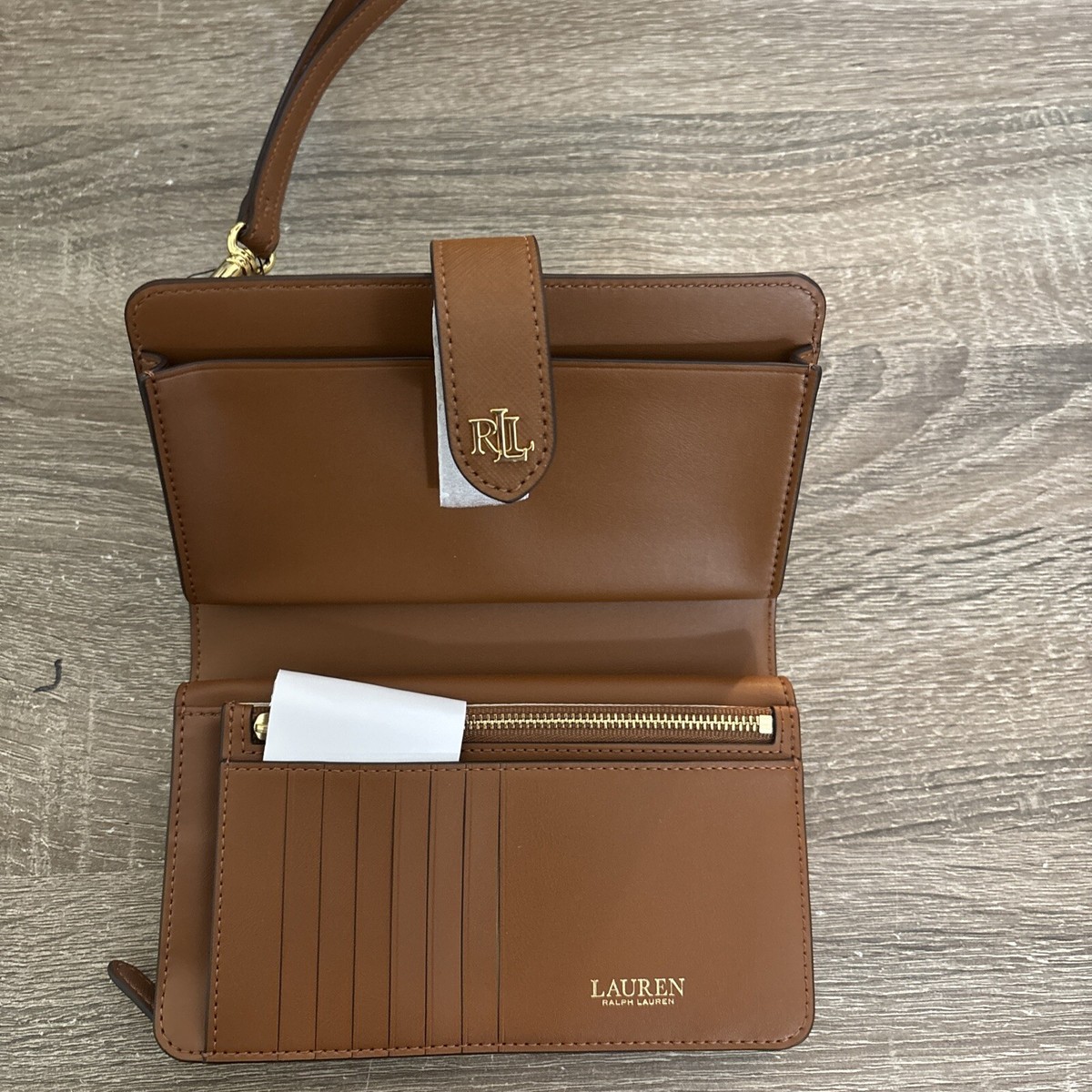 LAUREN RALPH LAUREN Crosshatch Leather Tech Wristlet Wallet