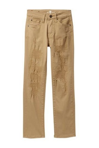 7 For All Mankind Big Boys Slimmy Distressed Khaki Straight Leg Jeans Size 12  - Picture 1 of 11