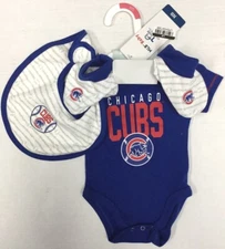 Chicago Cubs MLB 3 Piece Infant Boy's Bib Booties & Bodysuit Set- CHOOSE SIZE