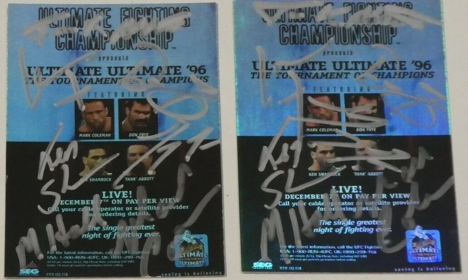 Mark Coleman Tank Abbott Ken Shamrock +4 Signed 2010 Topps UFC UU96 Poster Card - Image 2 of 4