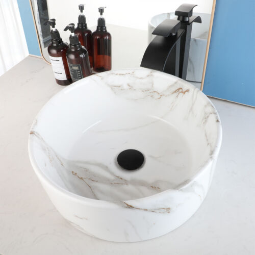 Fregadero de recipiente de cerámica cuenco blanco montado en cubierta cascada mezclador grifo negro combo s - Imagen 16 de 38