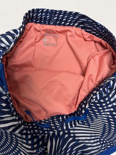 Nike Dri-Fit Girl's Navy Blue & White Striped Elastic Waist Active Short Size L - Picture 5 of 7