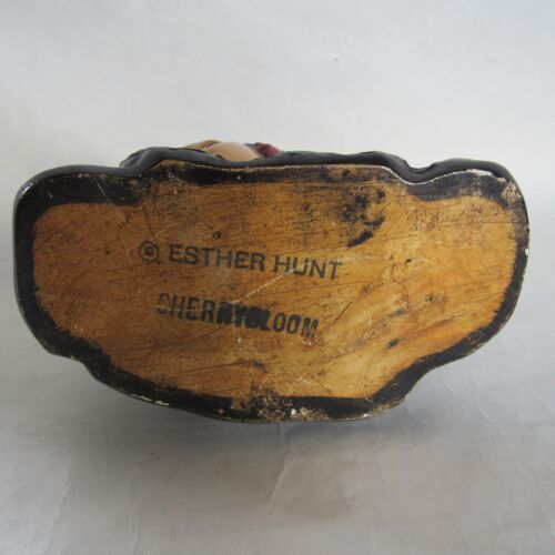 Vintage Esther Hunt asiatische polychrome Chalkware Büste Kirschblüte signiert & betitelt - Bild 16 von 21