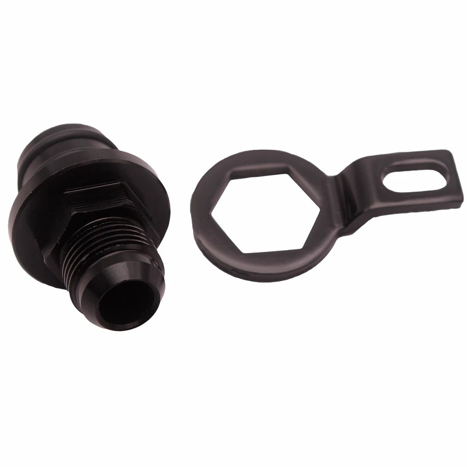 Adaptador de enchufe de bloque para Honda Acura montaje de respirador 10AN lata de captura de aceite D16 NEGRO Foto 2 de 4