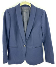 J Crew Parke Blazer Wool Blend Jacket Size 2 Petite Career Preppy Classic Blue