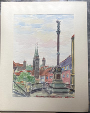 HOFFMANN WATERCOLOR NUREMBERG KOEPFLEINSBERG PANORAMA OLD TOWN MONUMENT RARE