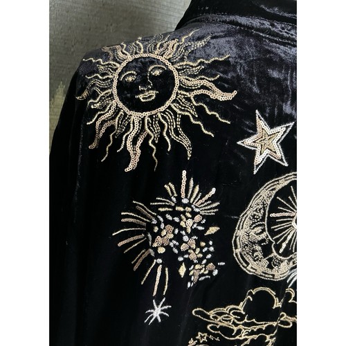 Johnny Was Miaora Black Velvet Celestial Moon Star Tunic Blouse PXL - Picture 7 of 17