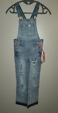 NEW GIRLS JUSTICE DESTROYED DENIM JEAN OVERALLS SIZE 7 SLIM