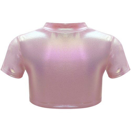 Kids Girls Tee Disco T-shirt Hip Hop Crop Top Party Clubwear Stage Round Neck - Picture 44 of 54