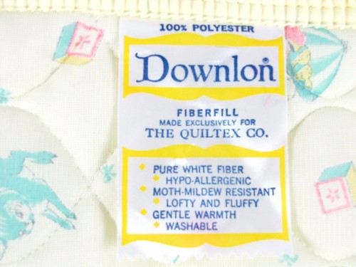 Downlon Baby COMFORTER BLANKET Yellow QUILTEX Cats Deer Dolls Polyester - Picture 2 of 5