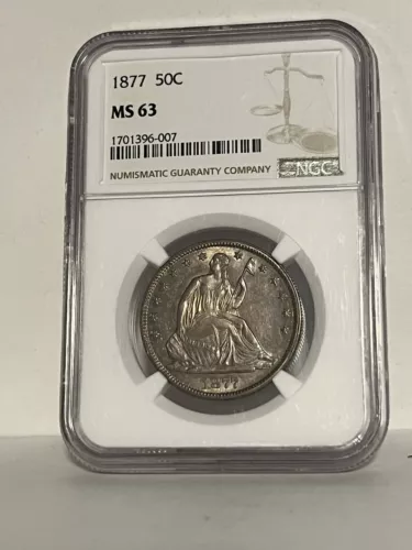 1877 Seated half dollar, NGC MS63, very choice & orig PQ, WOW