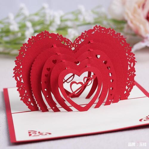 3D Pop Up Valentine's Day Heart Flower Greeting Card Girlfriend Wife Love Gift - Picture 11 of 22