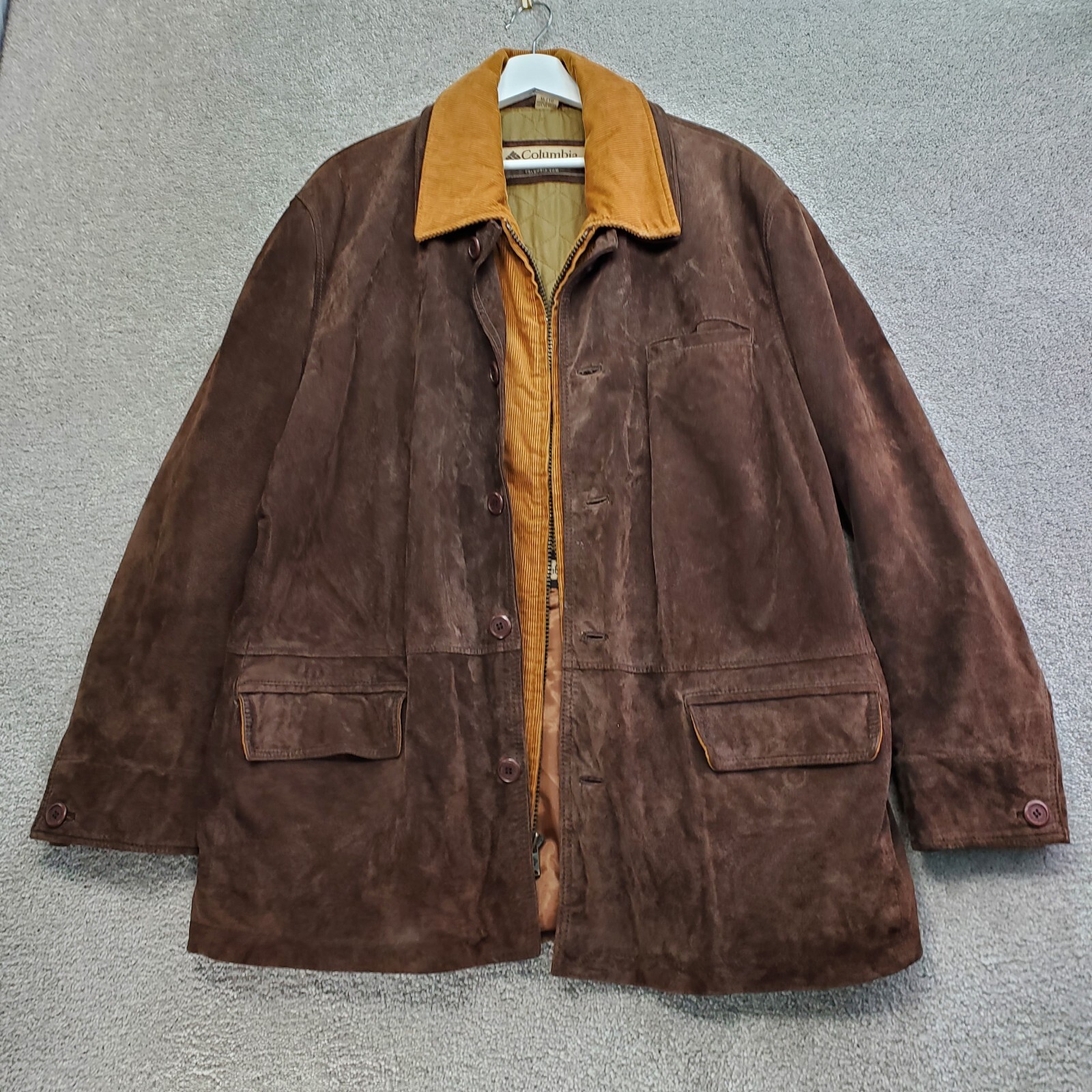 Vintage Columbia Jacket Men's XL Brown 100% Leather Suede Gr