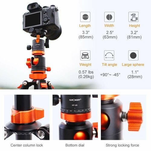 K&F Concept 72-inch 360° Aluminum Vlog Video Tripod Monopod with Center Post Arm - Picture 2 of 11