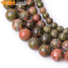 Natural Gemstone Unakite Stone Beads For Jewelry Making 15" Loose Beads in Lots