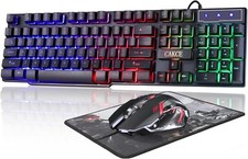 Jugeo De Teclado Y Mouse Gamer Para Gaming Multicolor LED Raton Negro RGB Nuevo