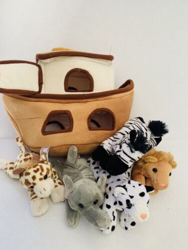 Unipak Arca de Noé con 5 Animales de Peluche Juego Suave León Cebra Jirafa Elefante - Imagen 4 de 17