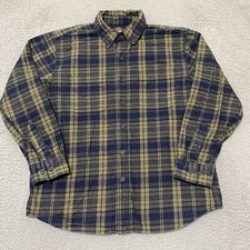 Ridgecut Toughwear Shirt Men Large Green Blue Plaid Flannel Button Down Work