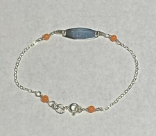 Sterling Silver  Genuine Coral Children's ID Bracelet