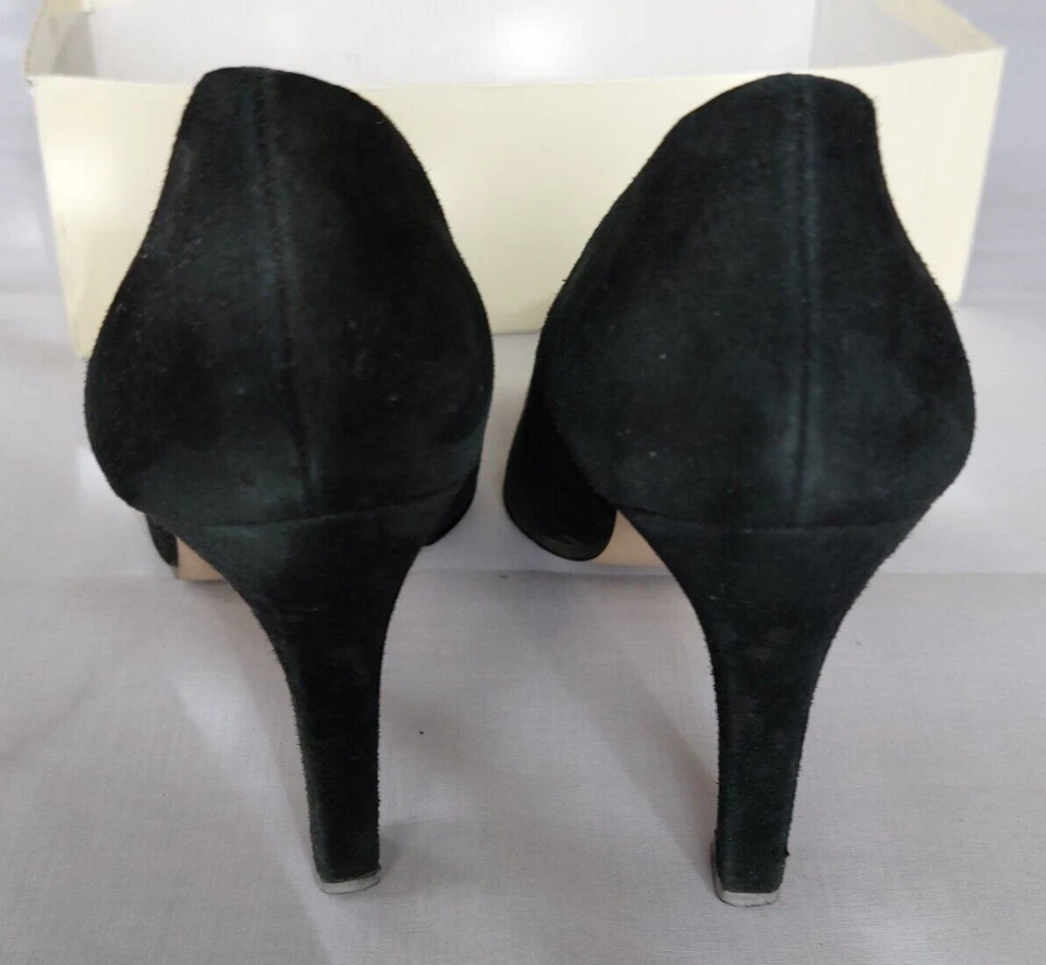 Zapatos de tacón Ann Marino clásicos de gamuza negros sin cordones para mujer talla 7 1/2 estrechos Foto 3 de 4