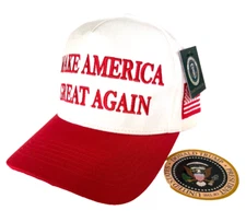 Trump OFFICIAL MAGA Hat..2025..Make America Great Again..White / Red + 1 Decal