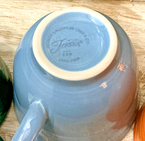 Set of 3 Vintage Homer Laughlin Fiestaware Tea Cups Orange, Green & Blue Fiesta - Picture 5 of 11