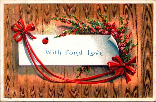 Mit liebevoller Liebe Blumen Schleifen geprägt Postkarte Micah Glitzer - Bild 1 von 2