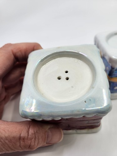 Juego de coctelera de sal y pimienta para chimenea envuelta en regalo de cerámica iridiscente usado - Imagen 6 de 7