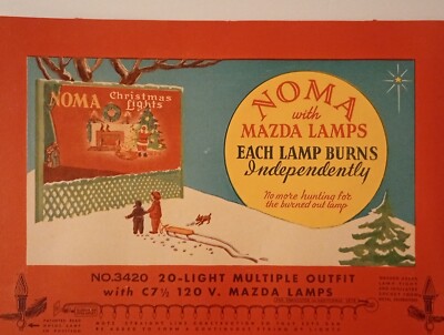 VTG. '50s Noma 20 Mazda Lamps Christmas Lights C-7 1/2 No